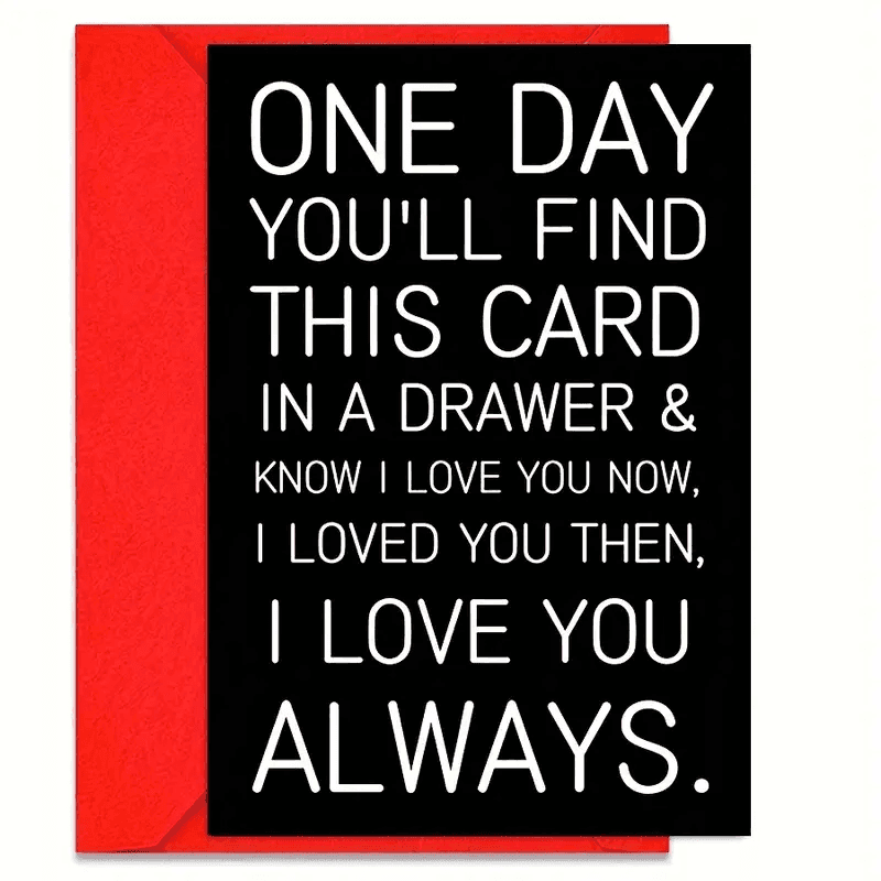 TEMU Pre-order 2 Romantic Cards With Envelopes – Emotions For Birthdays, Anniversaries, And Special Occasions – Black Background, White Text, Love Cards