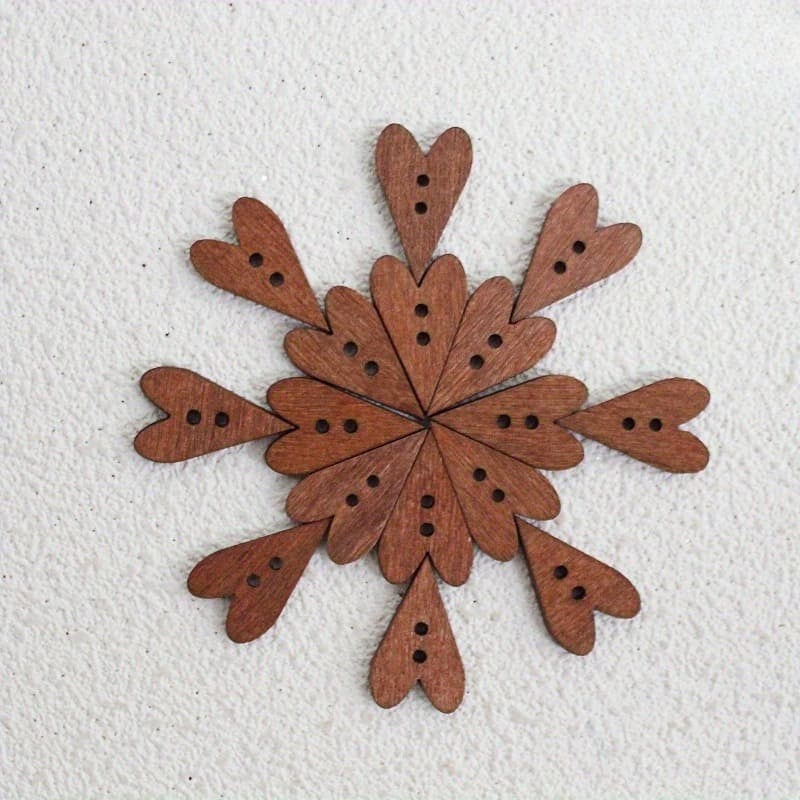 TEMU Heart-shaped Buttons, Decorative Double-hole Wooden Buttons For Diy Crafts, Sewing, Knitwear, Scarves, Hats And Art Projects
