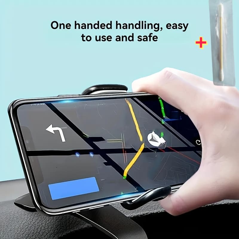 TEMU Car Phone Holder, +1pc Cleaning Rod Multifunctional Mobile Phone Stand, Rotatable Clamp, Suitable For Gps Navigation, Dashboard Mount, Made Of Abs Material