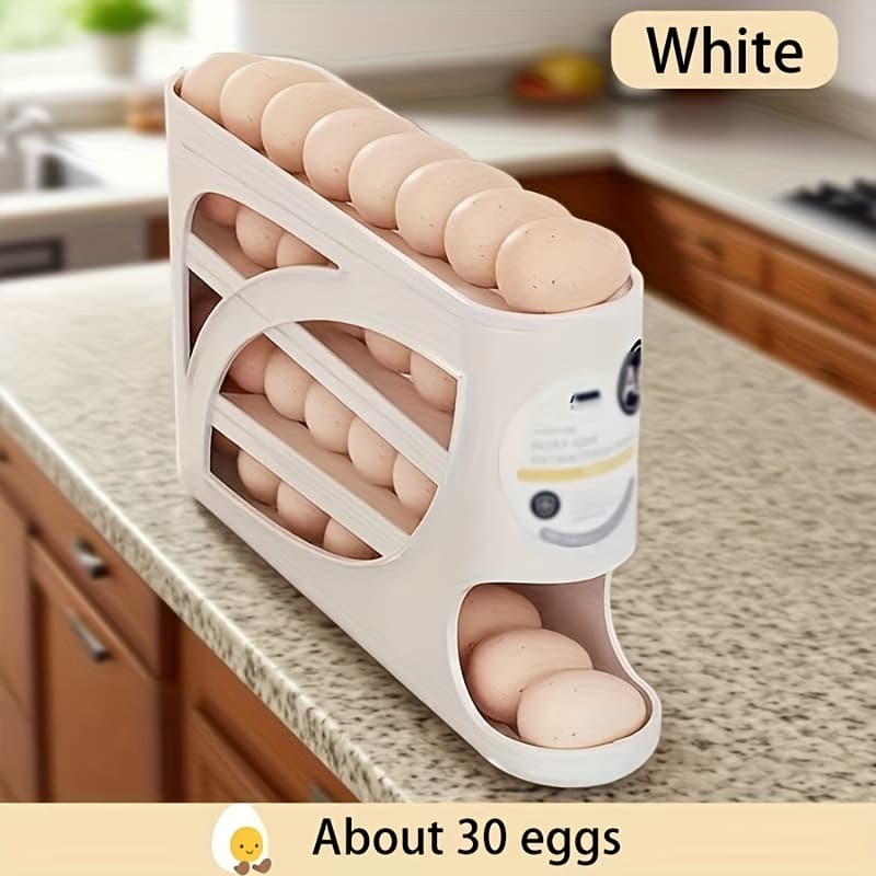 TEMU Dispenser For Refrigerator, 4-tier, Holds 30 Eggs, Automatic Gravity Feed, Space-saving Stackable Egg Storage Organizer, Kitchen Egg Storage Holder
