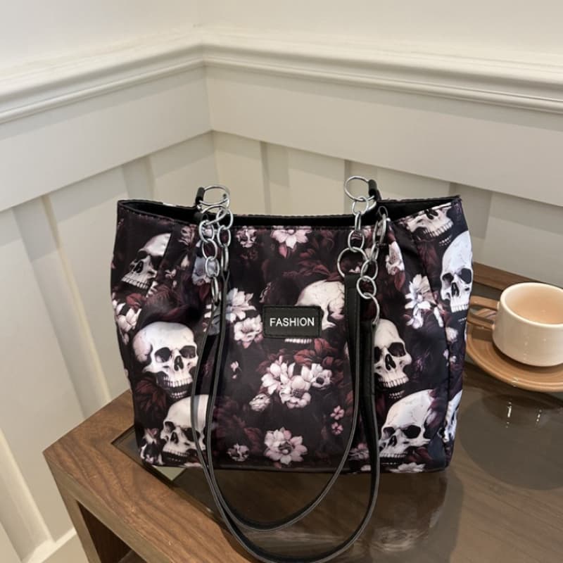 TEMU New Seasonal Trendy Skeleton Tote Bag, Large Capacity Shoulder Bag For Commuting And Office Use