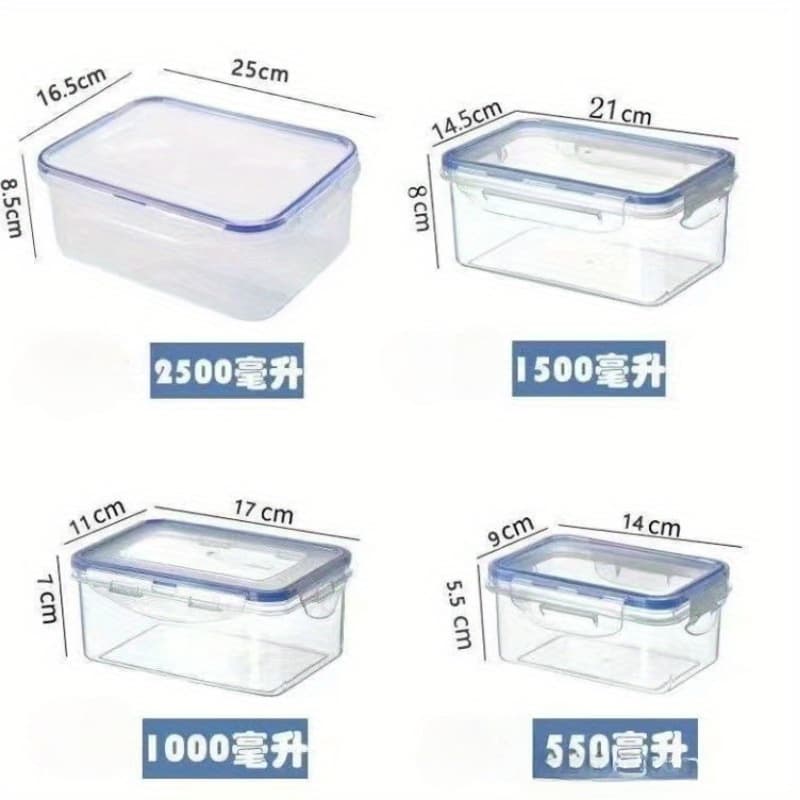 TEMU Sealed Rectangular Refrigerator Storage Box With Lid, Plastic Fresh-keeping Box, Microwave Heating Lunch Box With Lid, Leak-proof And For Office Workers