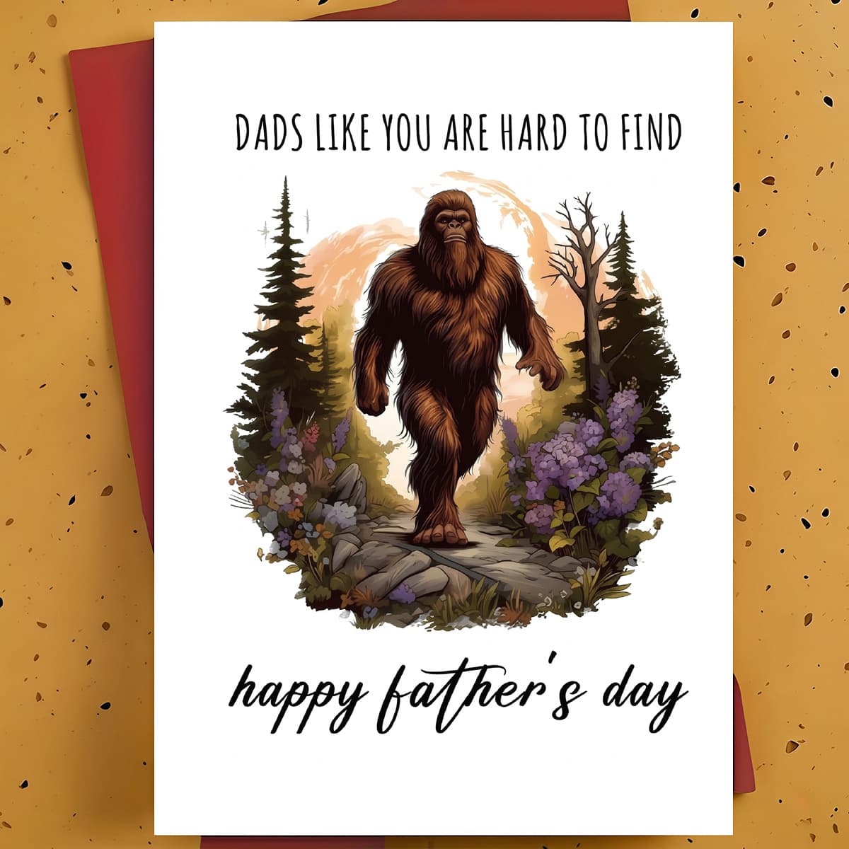 TEMU 1 -themed Father's Day Card Featuring A Unique Sasquatch Design, Perfect For Stepdads, Grandfathers, Or Dads. A Humorous Gift Suitable For Party Decor And Thank You Messages