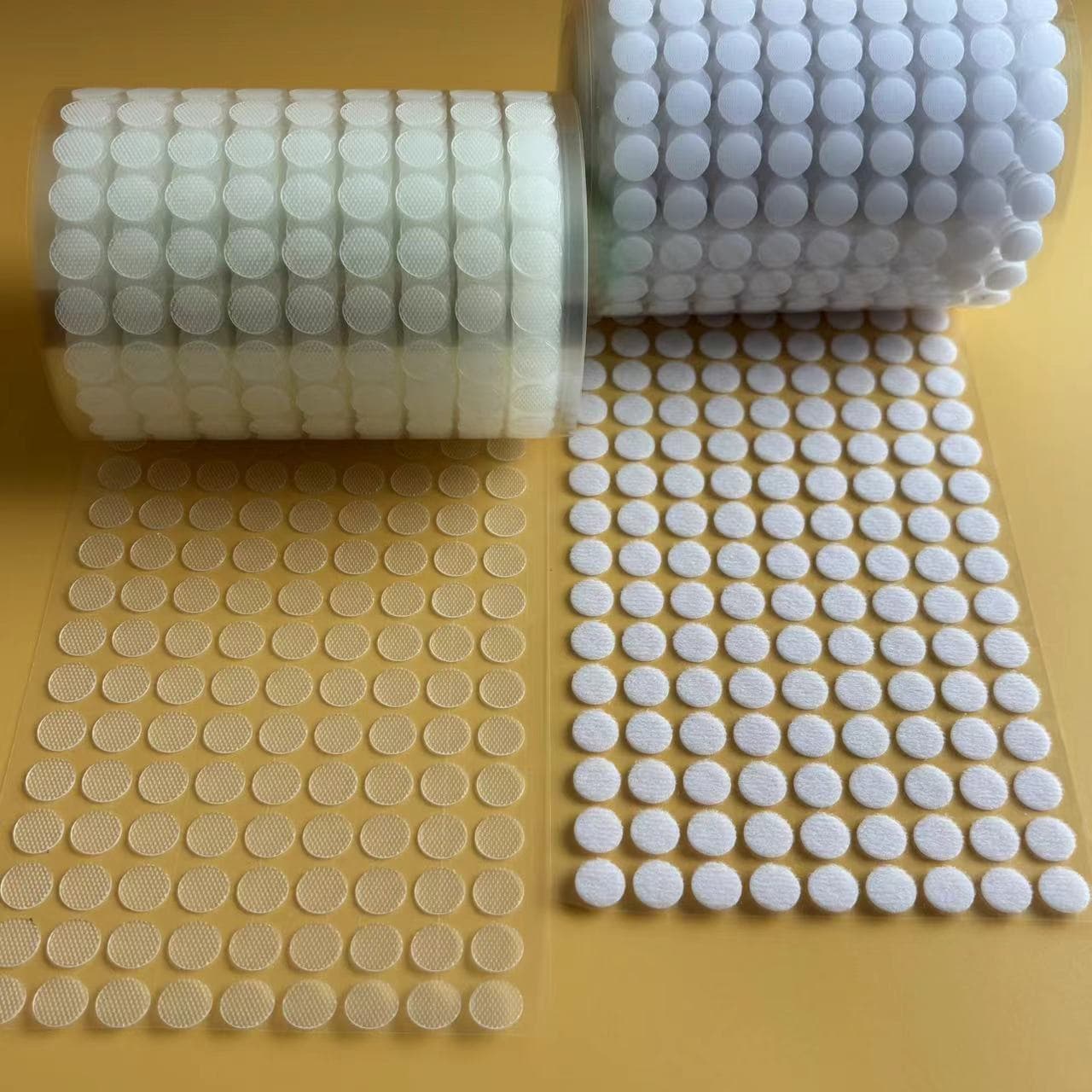 TEMU 1200pcs (600 Pair) Ultra-strong Clear Dot Stickers - 10mm Reusable Hook & Loop Fasteners - Durable Nylon Adhesive White Round For Organizing, Crafting & Packaging - Fade-resistant & Versatile,