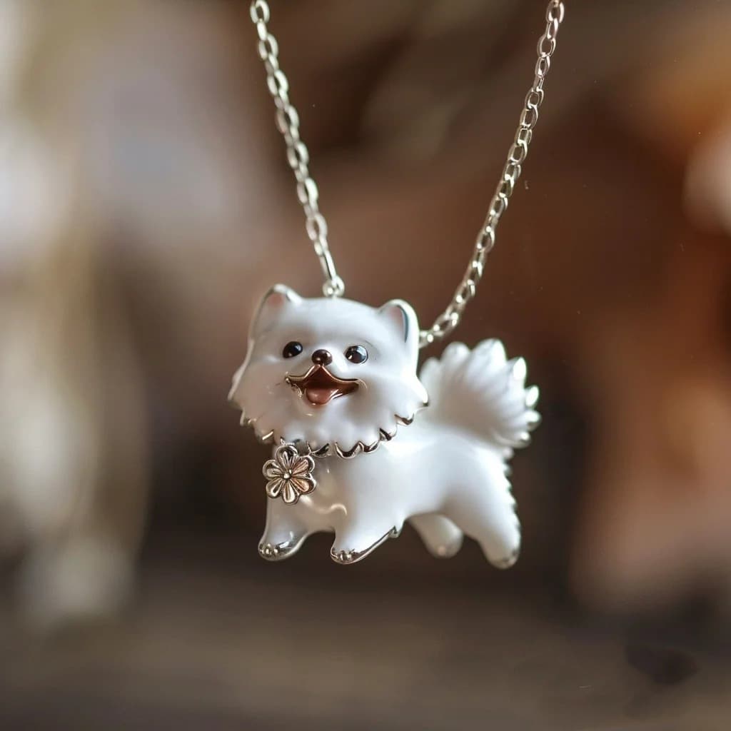 TEMU A Small Pomeranian Necklace Featuring A Cartoon Design, Perfect For Women. This Unique Dog Tag Collarbone Chain Is And Accessory, Ideal For Who Love Versatile Pet-themed Jewelry
