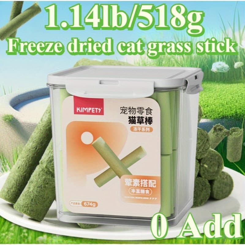 TEMU 1.14lb/ 518g Per Bucket Contains Approximately 105 Cat Grass Sticks, Freeze-dried Cat Grass Sticks For Grinding Teeth And Cleaning Cat Snacks, And Teeth Grinding Sticks