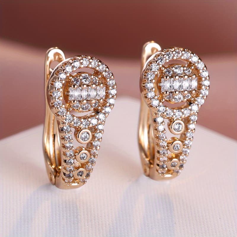 TEMU A Set Of Synthetic Zirconia Earrings, Stylish For Parties, , Suitable For Holidays, Everyday Use, Anniversaries, And Birthdays