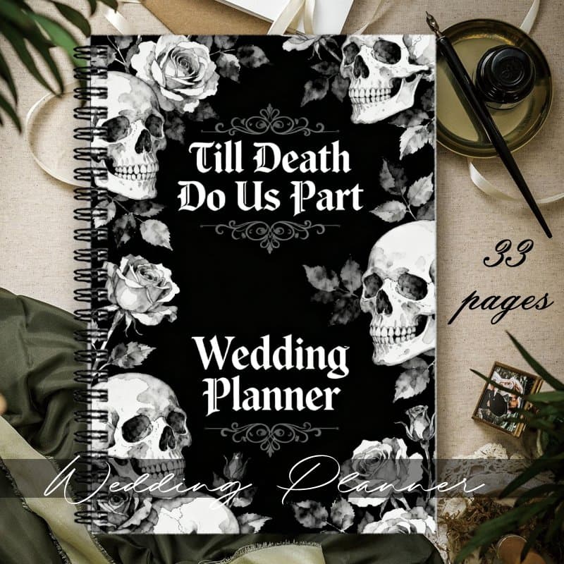 TEMU 1pc Spiral Notebook Wedding Planner With Gothic And Roses Design, Perfect For Note-taking Journal, Ideal Bridal Engagement Gift For Girlfriend Wife Husband