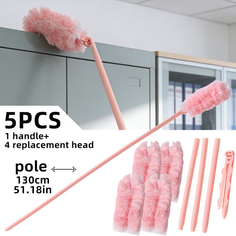 TEMU 5pcs, Magic Retractable Static, Dusting Rod | Long-handled Cleaning Tool With 4pcs Replacement Heads, Suitable For Ceilings, Floors, Under Beds, And Narrow Spaces, Lightweight And Portable