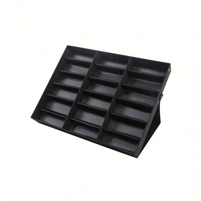 TEMU Eyeglass Storage Box, 18-grid Eyeglass Display Box Display Rack Storage Box Velvet Eyeglass Collection Display Rack Storage Box Jewelry Tray Black And White