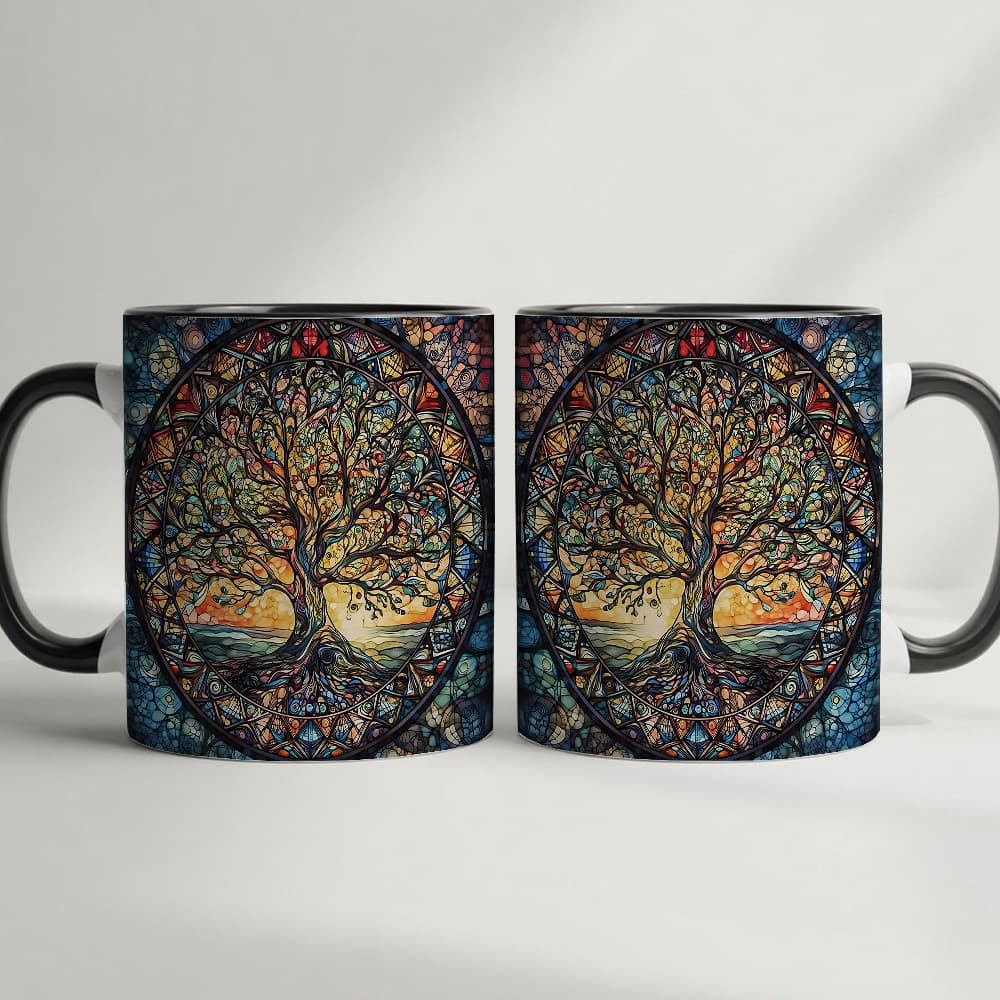 TEMU 1pc Stained Of Mug, Artistic Coffee Cup, Vintage And Tree Pattern Drinkware For Home Office, Ideal Gift For Art Lovers , Suitable For Housewarming Thanksgiving Christmas