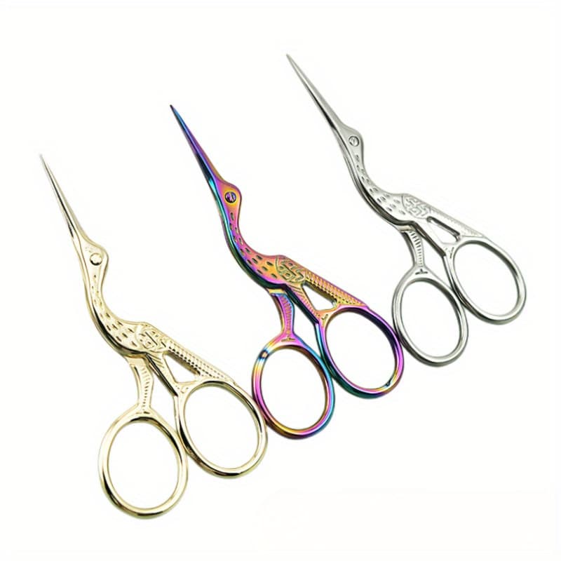 TEMU 3pcs Vintage Stainless Steel Crane Scissors, Old-fashioned Stainless Steel Crane Shears, Tea Scissors, Embroidery Scissors, Thread , Household Eyebrow Trimming Scissors