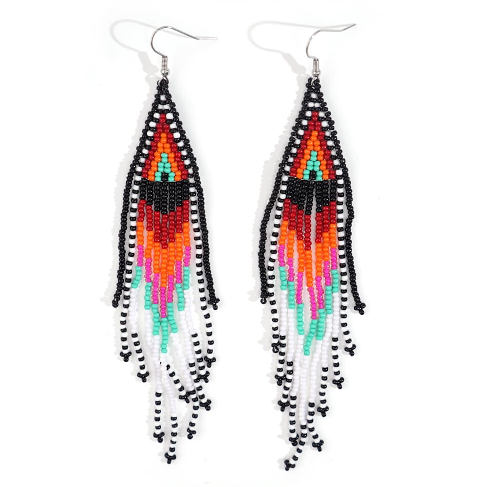 TEMU 1 Pair Women's Fashion Drop Earrings Bohemian Ethnic Style Tassel Bead Earrings Colorful Glass Bead Dangle Earrings Elegant Earrings For Women Daily Casual Wear