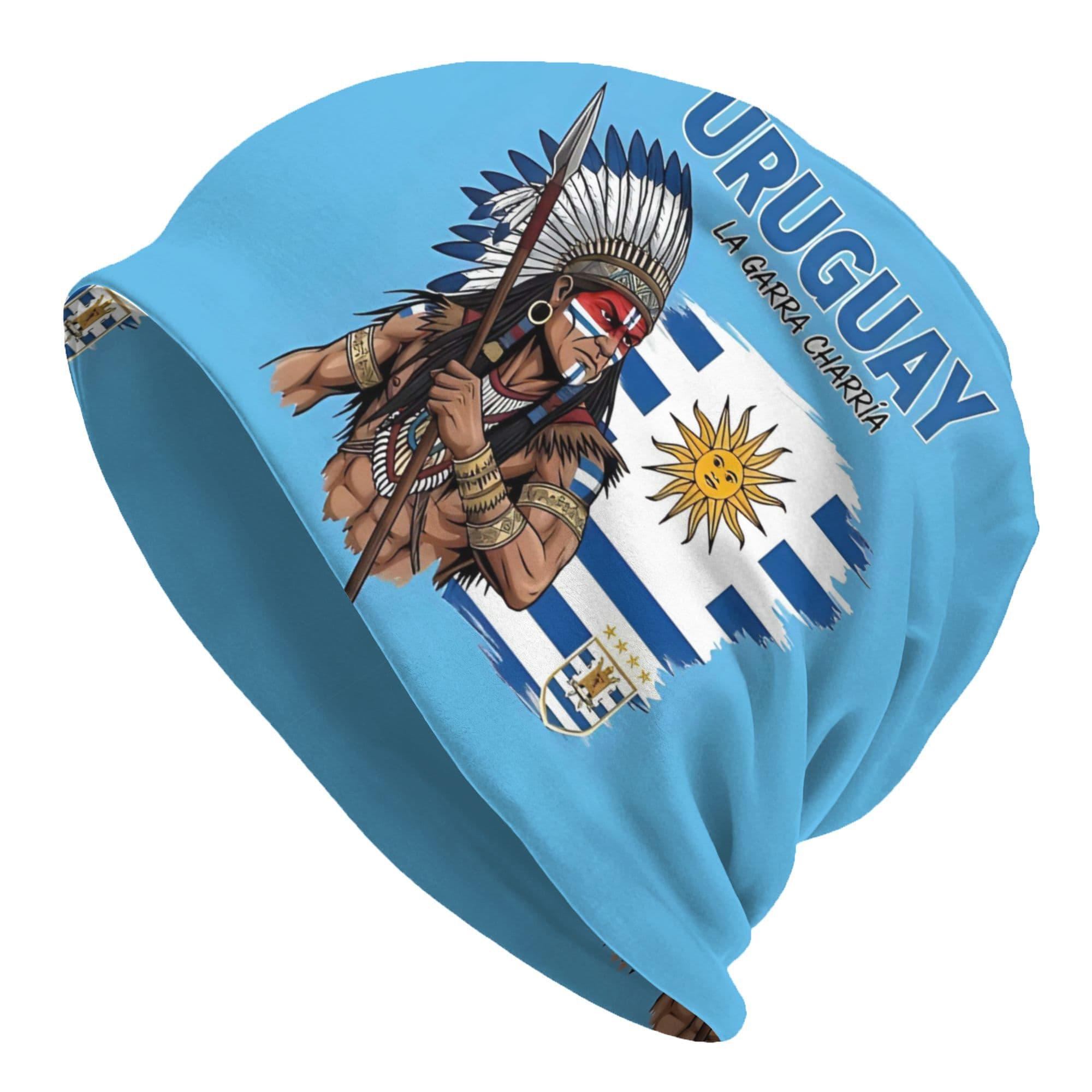 TEMU Uruguay Themed Cultural Illustration Print Trendy Solid Color Beanie Knit Hat Casual Daily Wear Fashion Skull For Women Men