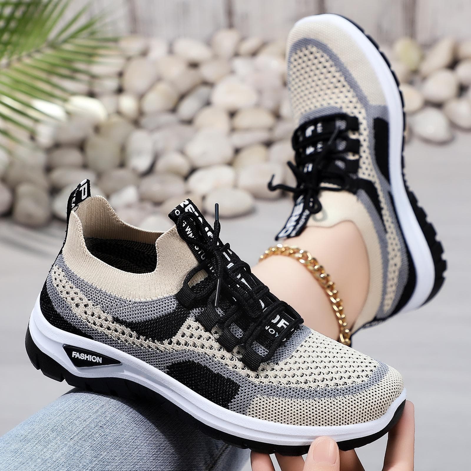 TEMU Walking Shoes, Slip On Knitted Mesh Running Shoes, Women Shoes, Summer Shoes, Breathable, Sneakers