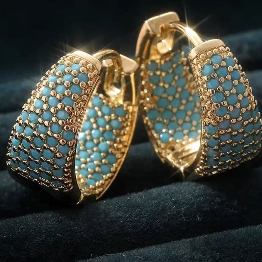 TEMU 2pcs Vintage Turquoise Drop Earrings - Light Luxury Fine Jewelry With Teardrop -turquoise Stones, For Women, Wedding, Party, Daily Wear - Elegant Gothic Jewelry Gift