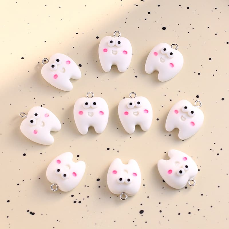 TEMU 10pcs Adorable Mini Teeth Charms For Jewelry Making - Necklace, Earrings, Bracelet, And Bag Accessories