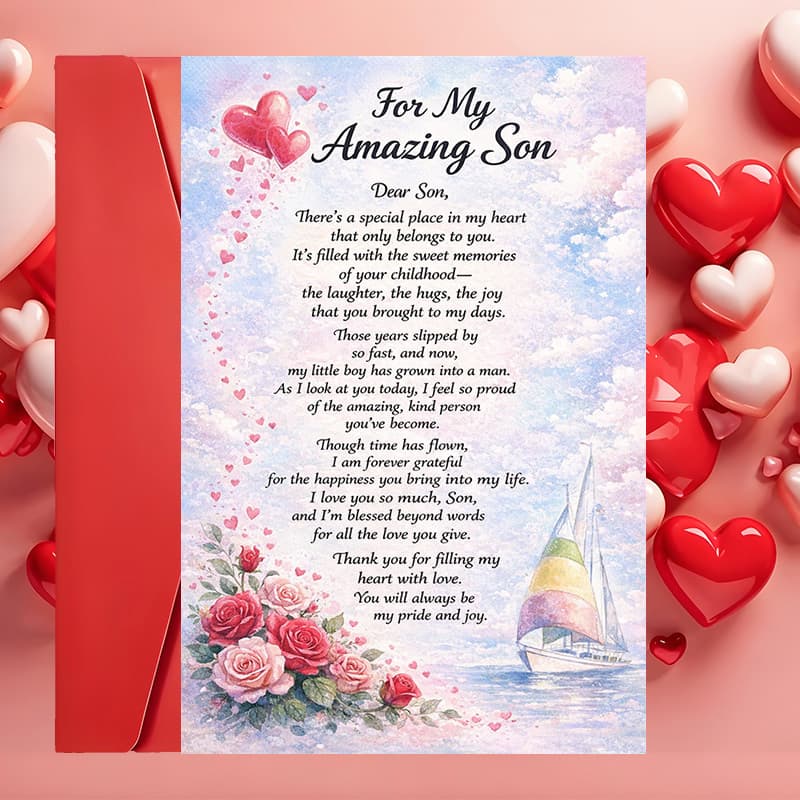 TEMU 2pcs (one Envelope And 1 Greeting Card) Greeting Card For Son Expressing Perfect For Birthdays Anniversaries Or From Parents Celebrating Their Amazing Grown Son