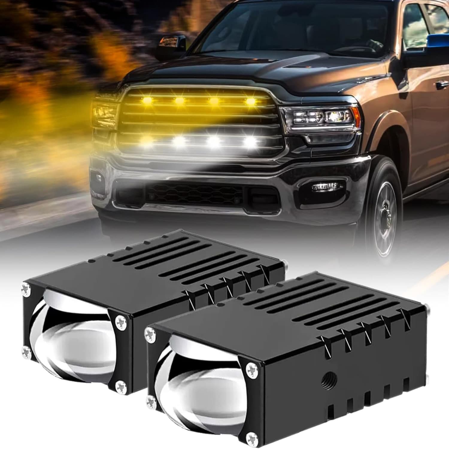 TEMU 2pcs Mini Grill Driving Lights For Vehicle/ Truck/ Offroad/ Utv/ Atv/ Pickup, Slim Led Bar, Beam, -