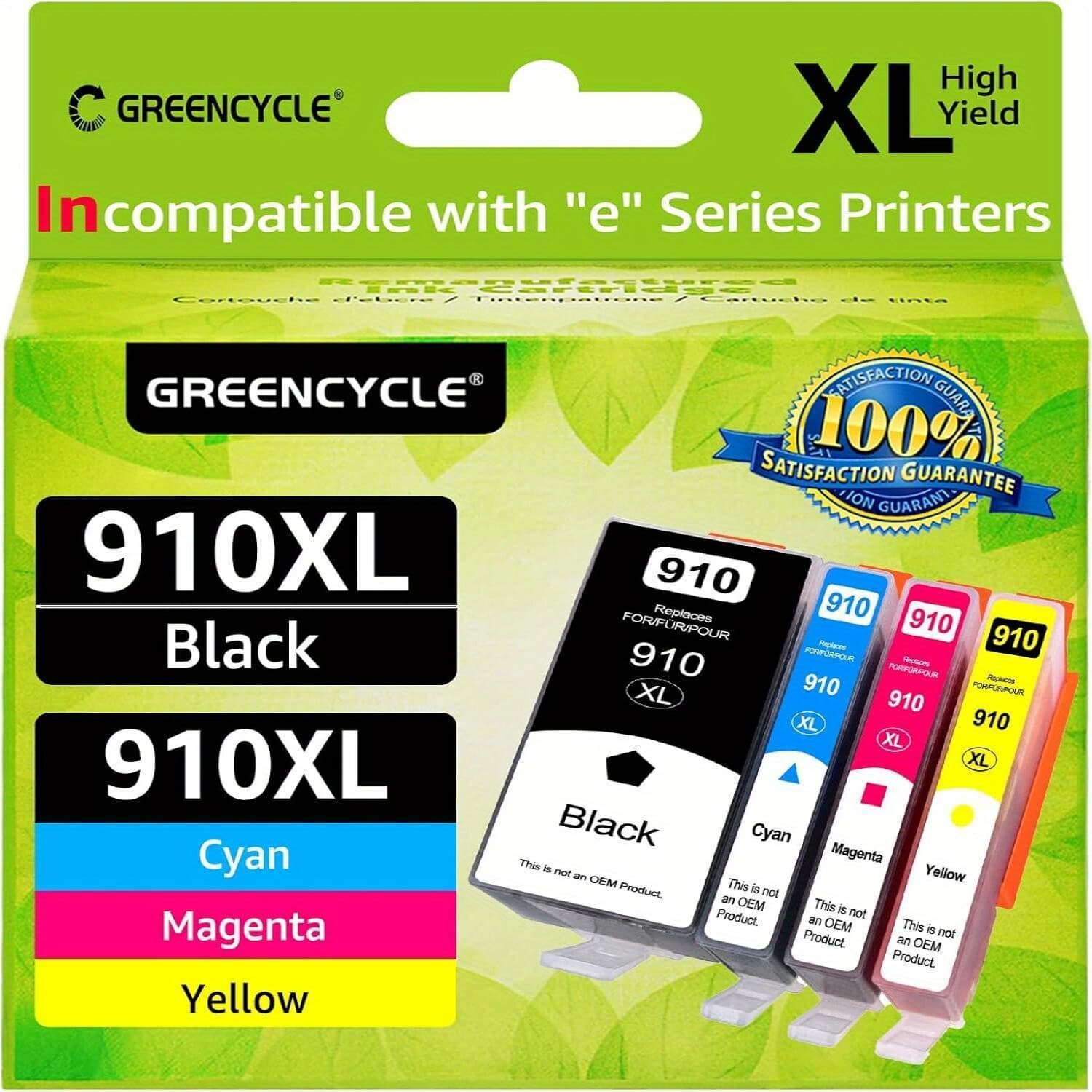 TEMU 4pcs High- 910xl Ink Cartridge , Compatible With Pro 8020, 8030, 8025, 8028, 8035 & 8010, 8015, 8018, 8022 Printers - Vibrant Color Replacement Cartridges For Clear, Sharp Prints