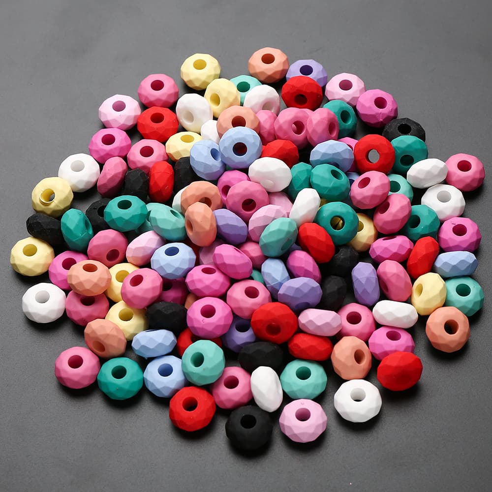 TEMU 100pcs Of 15mm Acrylic Round Beads With Large Holes, Featuring Colorful Frosted Designs, Perfect For Decorative Jewelry Making, Projects, And Crafting Additions Like Phone Chains