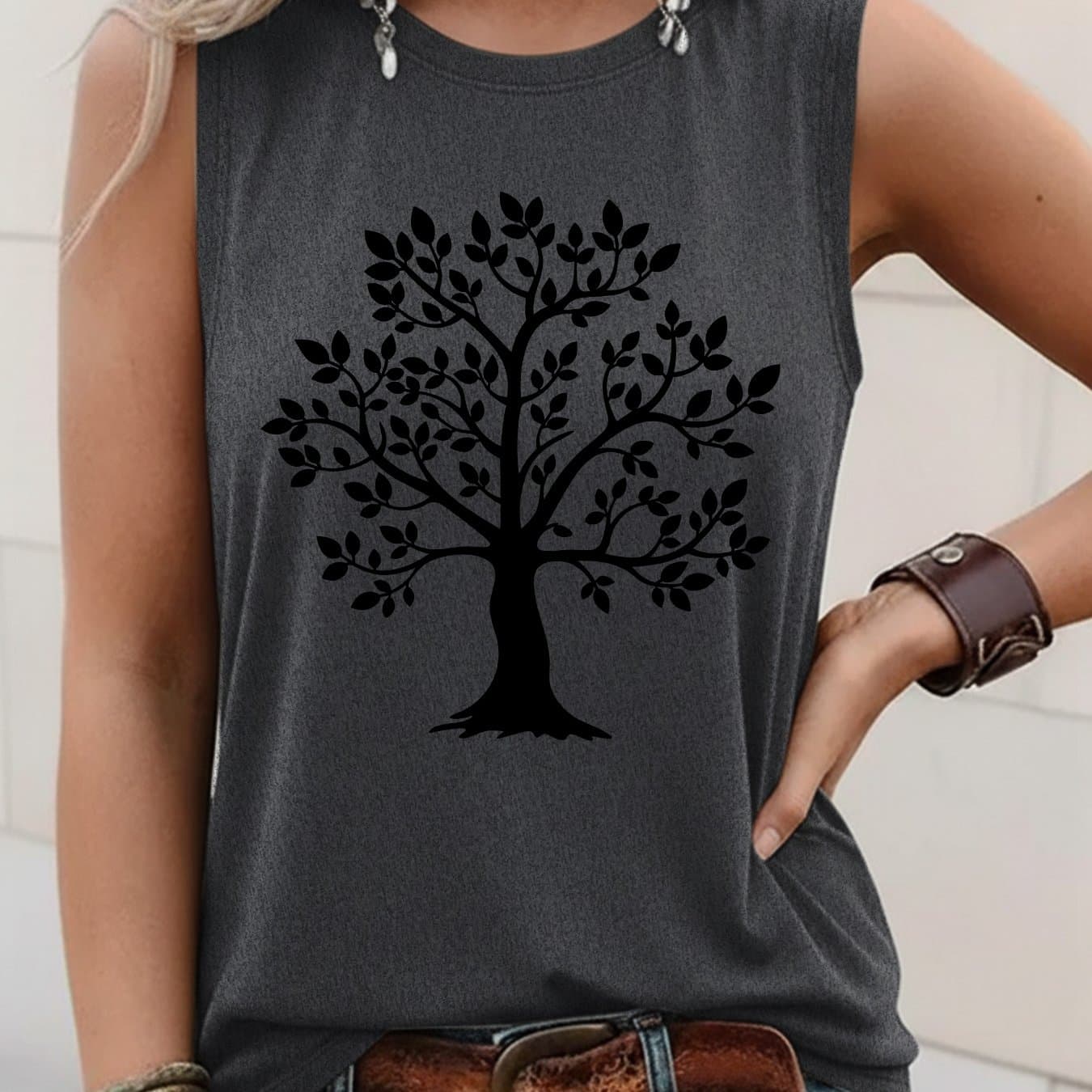 TEMU Letter Print Tank Top, Sleeveless Casual Top For Summer & Spring, Women's Clothing thumbnail 2
