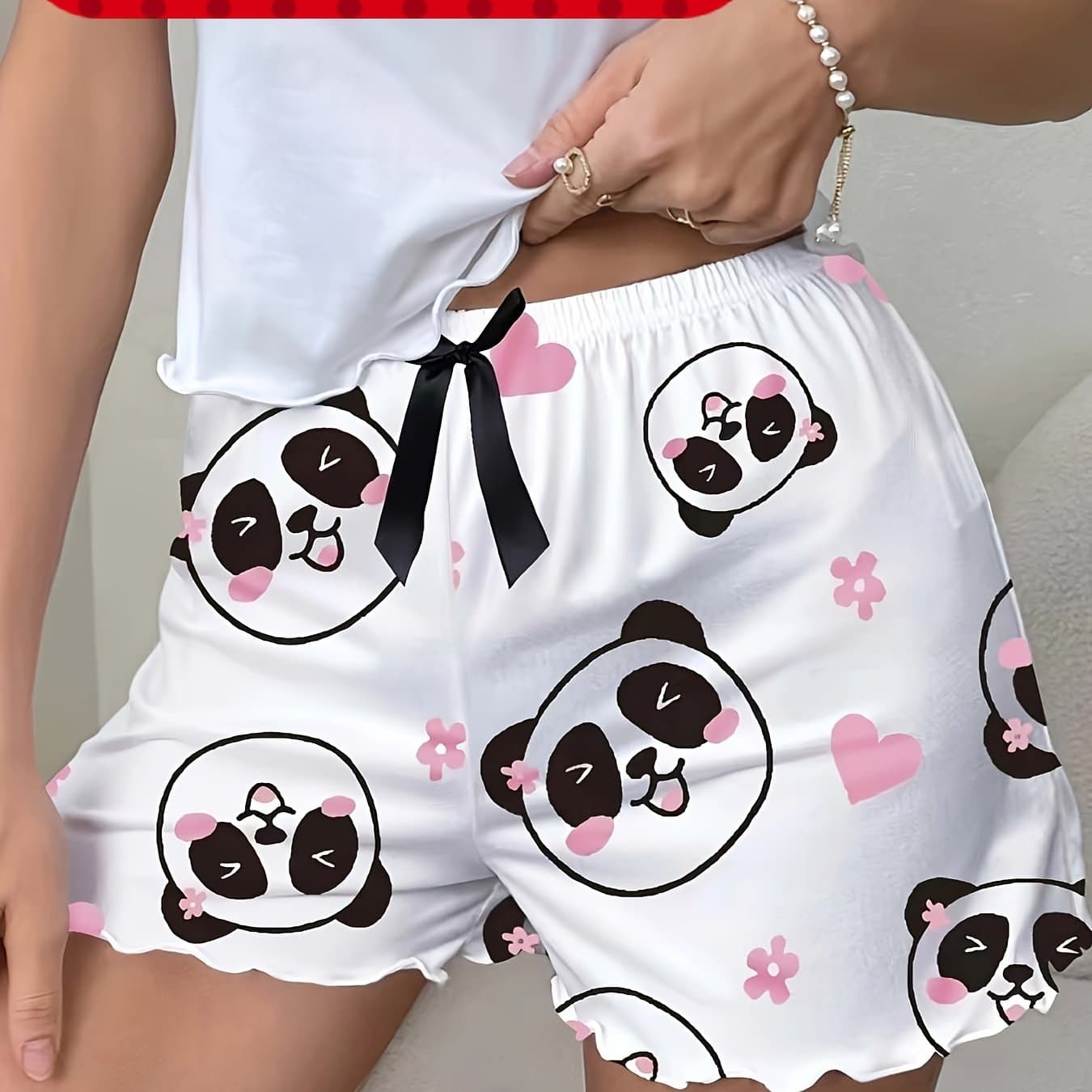 TEMU Cute Cartoon Panda Print Pajamas Shorts