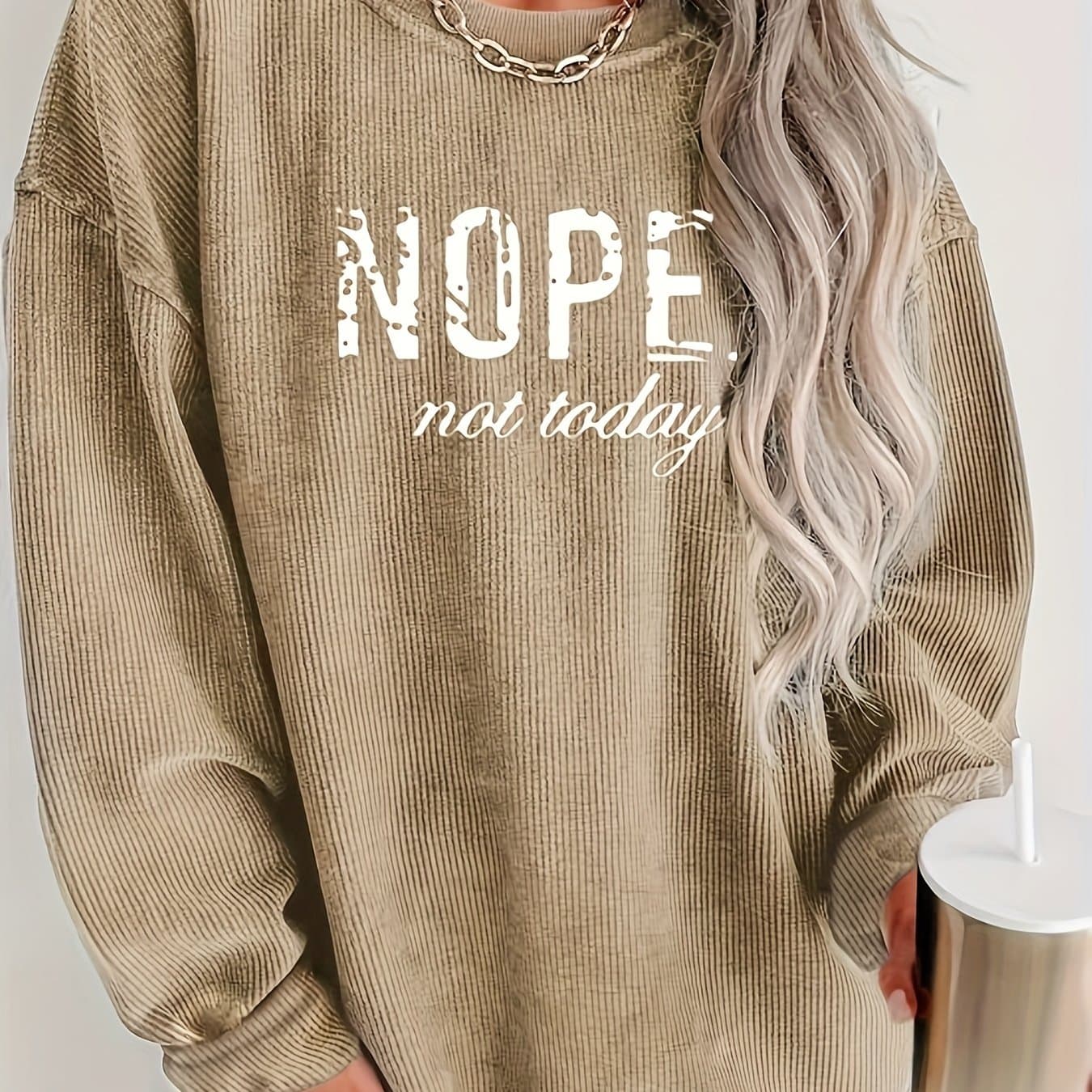 TEMU Nope Printed Long-sleeve Top