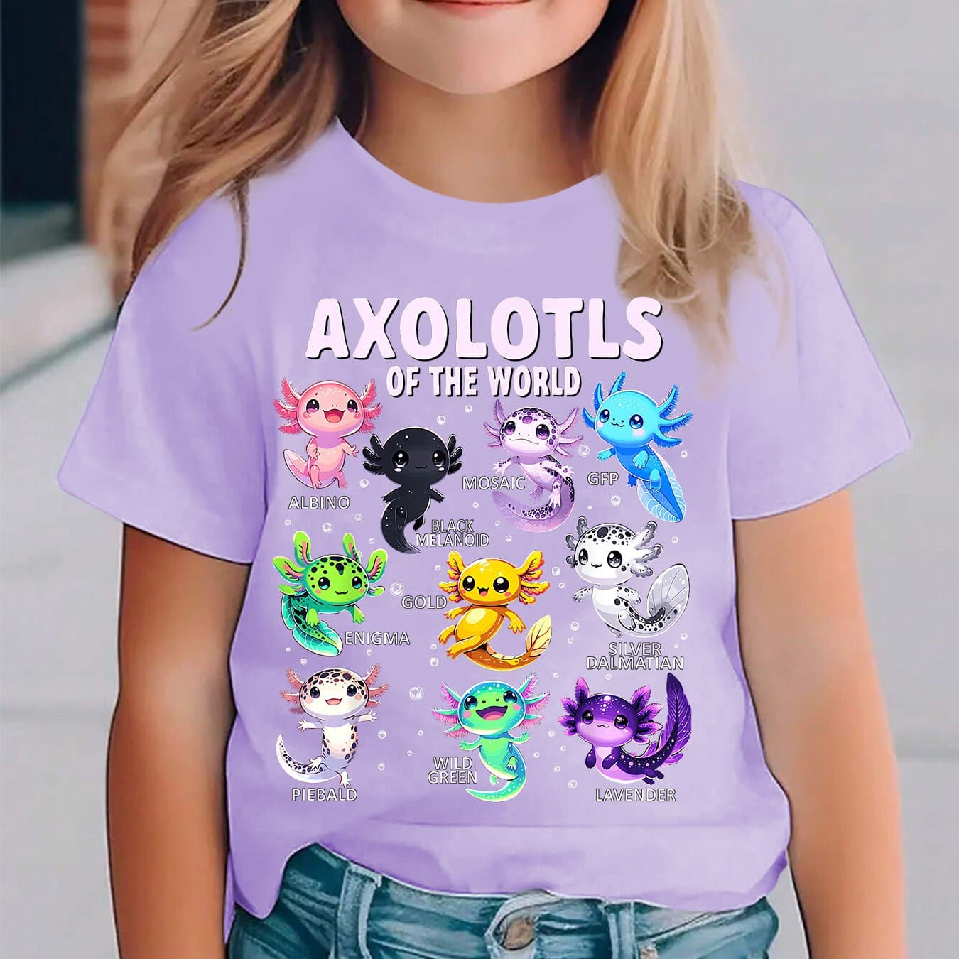 TEMU Summer Fashion Short-sleeve T-shirt For Girls Featuring Axolotl Cartoon Designs, A Casual And Versatile Top Dx5080
