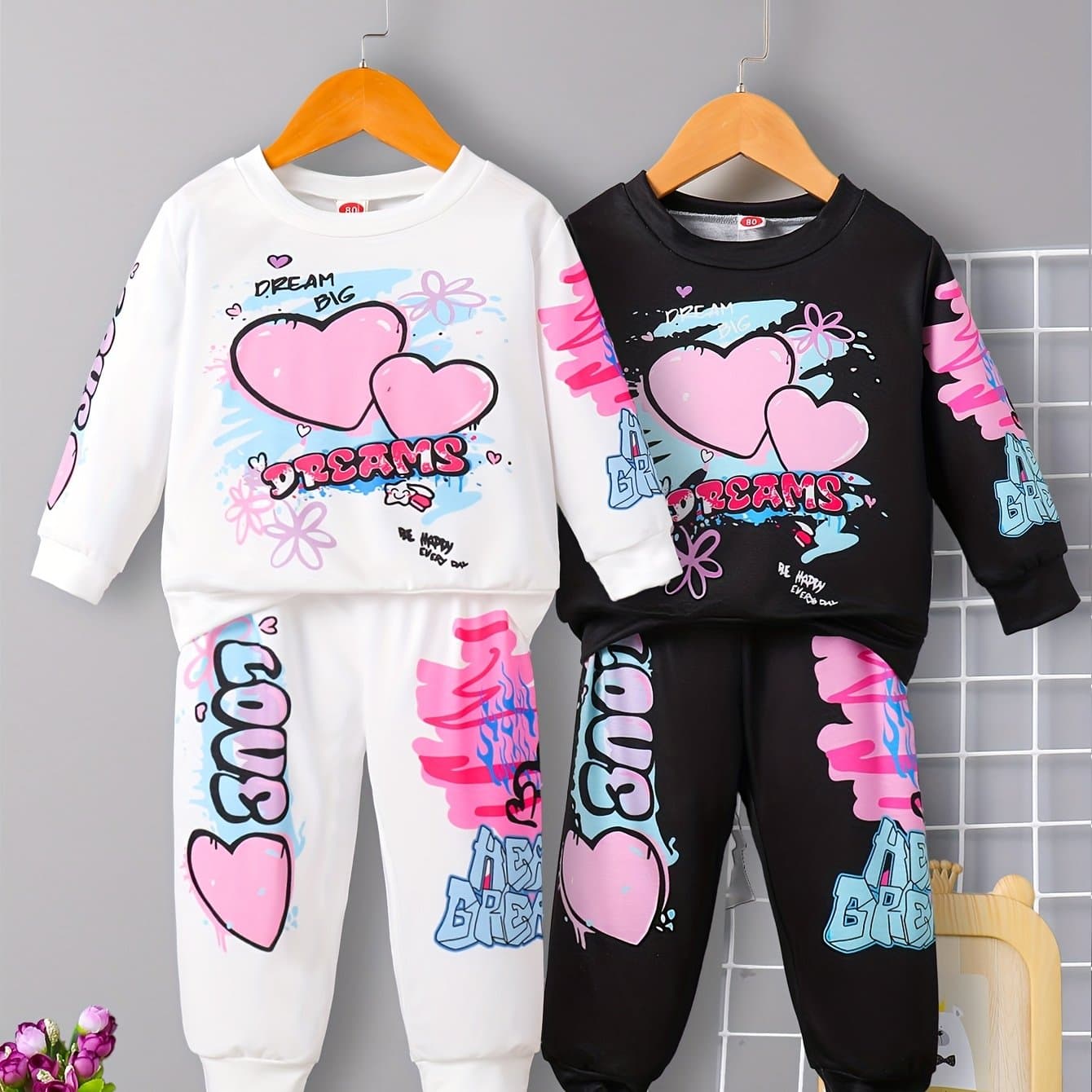 TEMU Baby Girl Sweatshirt Suit 4pcs Newborn Pants Suit Suitable For 0-4 Years Old, For Outdoor