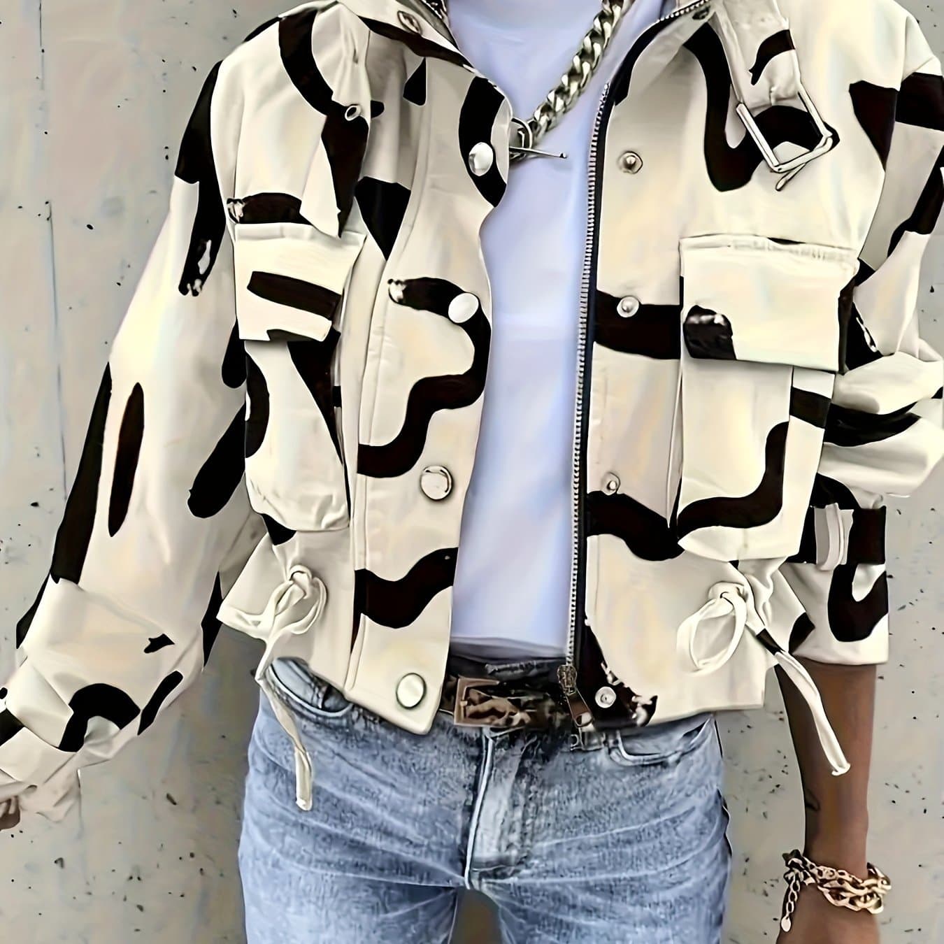 TEMU Spring/autumn Women's Multi- Jacket, Collar Design, Drawstring Waist - Versatile Fashion Outerwear For Occasions