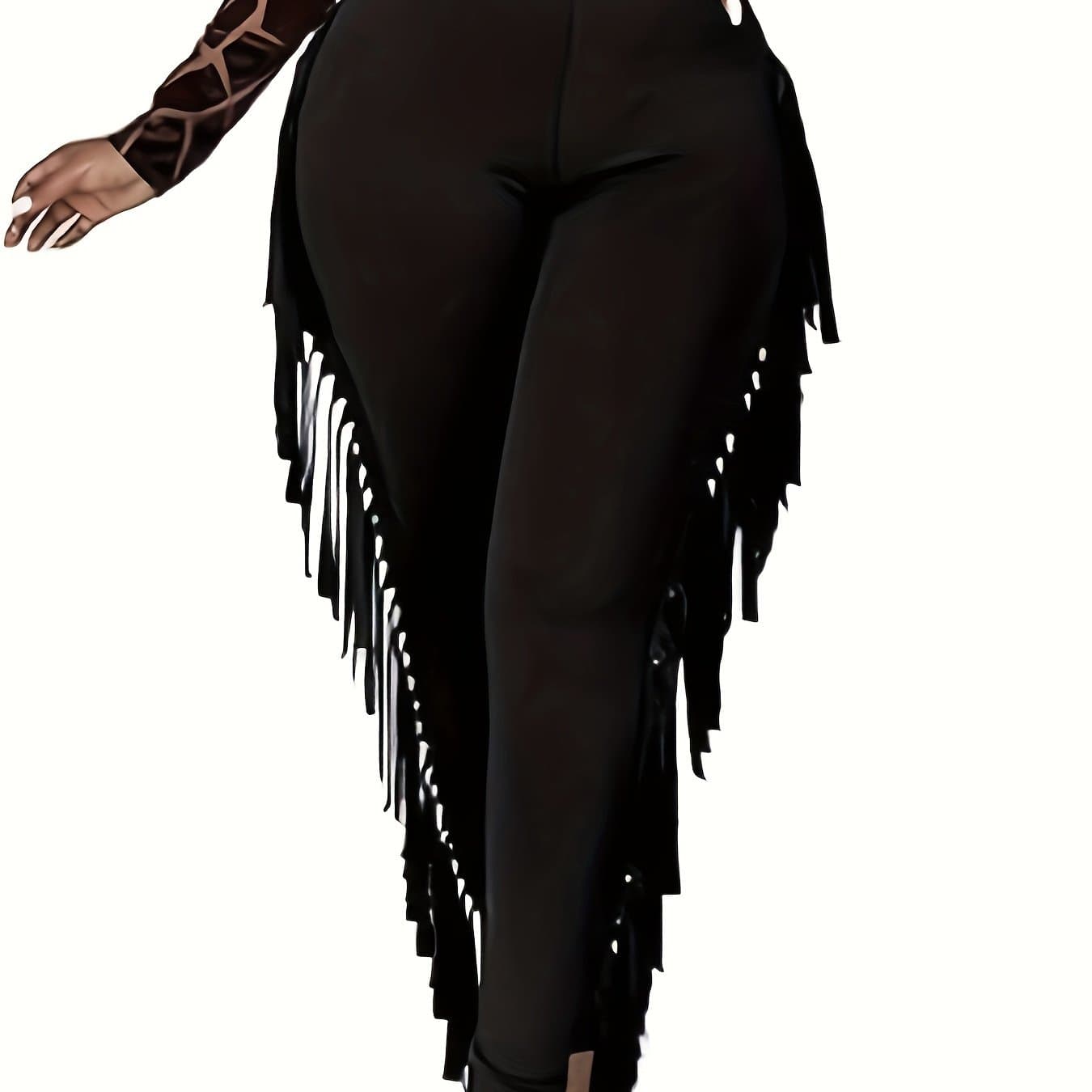 TEMU Solid High Waist Straight Leg Pants, Y2k Skinny Tassel Long Jogging Pants For , Women's Clothing