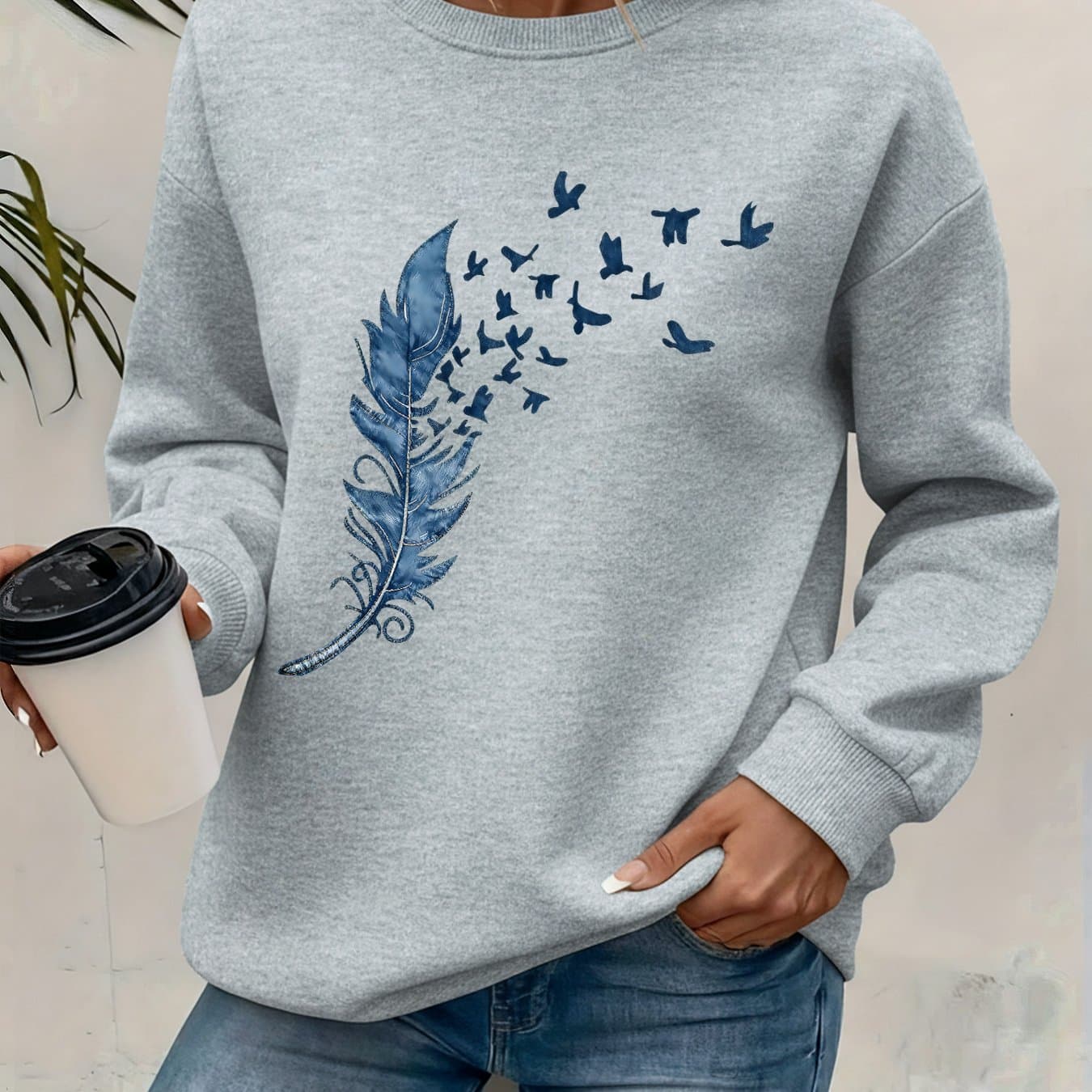 TEMU Graphic Print Sweatshirt, Crew Neck Casual Sweatshirt For Winter And Fall, Women's Clothing thumbnail 2