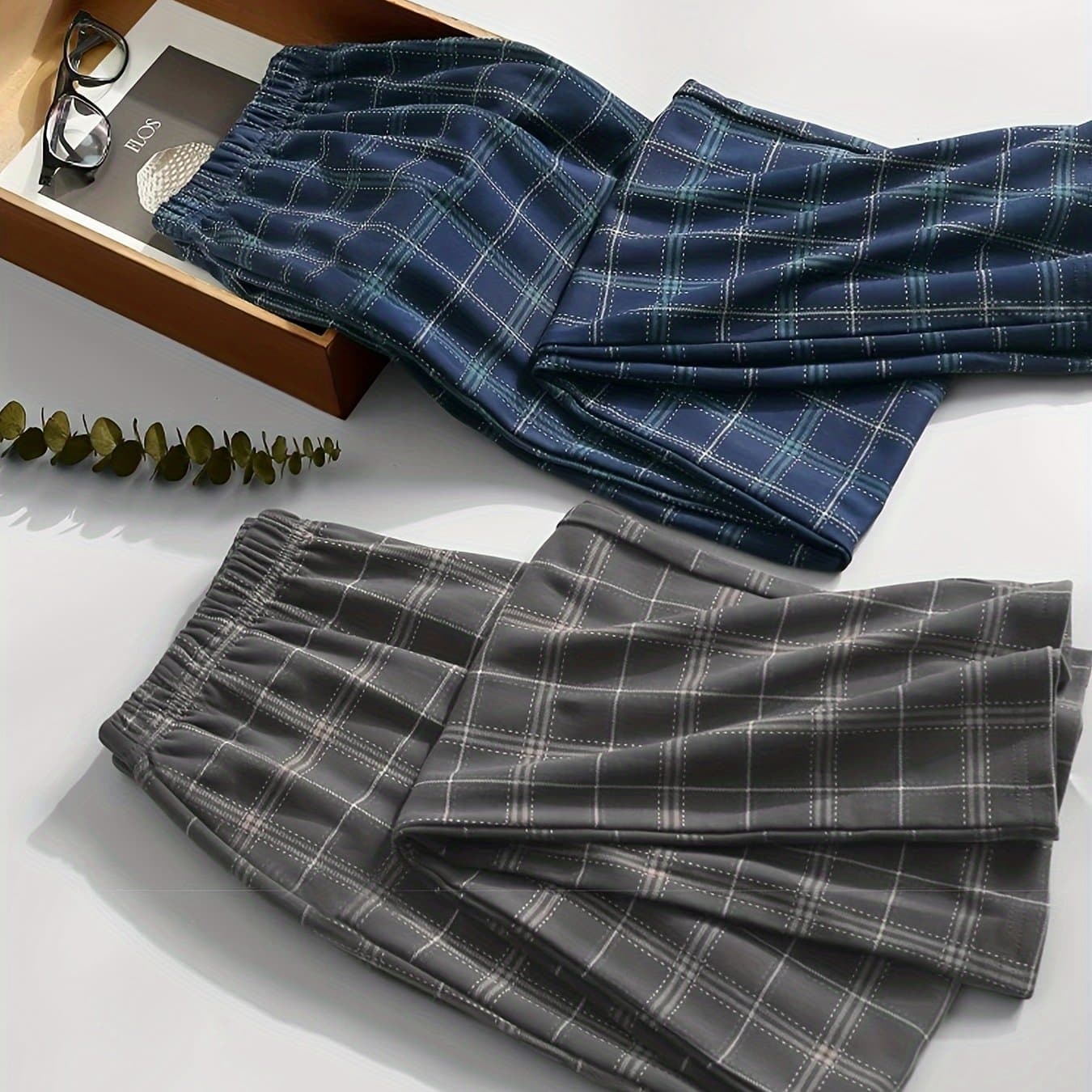 TEMU 2pcs Cozy Lounge Pants For Men - , Stretchy Waistband, Comfortable Sleepwear With Relaxed Fit For Lounging Experience
