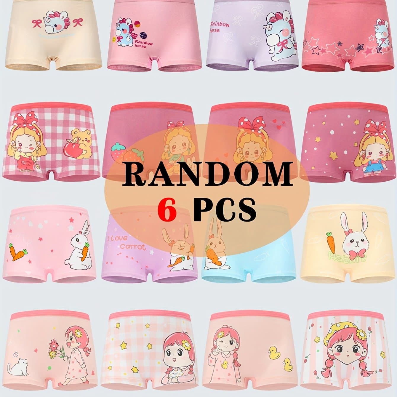 TEMU Random 6pcs/pack Girls Cotton Boxer Shorts Cute Animal Print Elastic Breathable Girls Panty