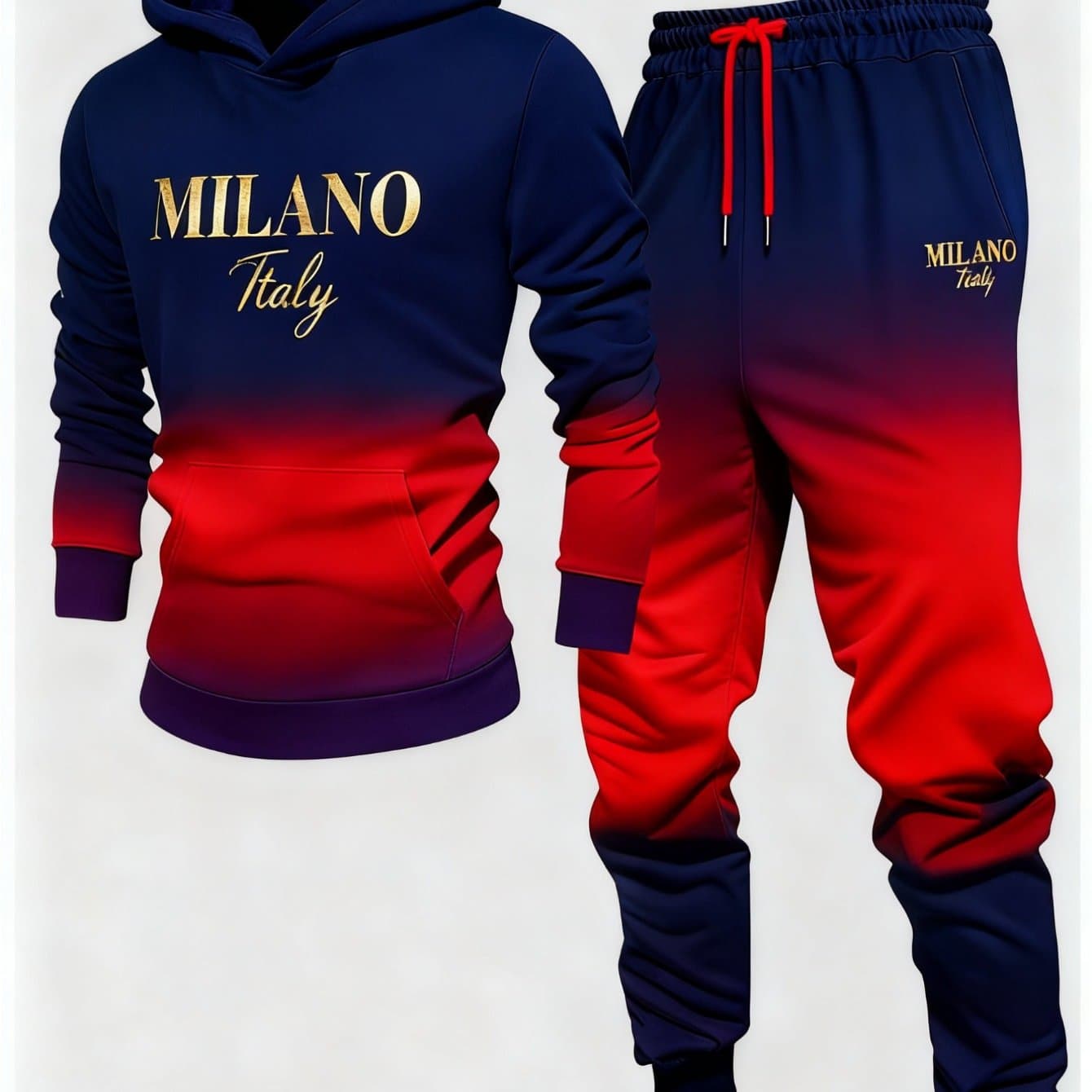 TEMU 2pcs Men's Gradual Change Hooded Tracksuit - Winter Gradual Change /purple//black/ Tracksuit, Soft Jogging Suit With Hood And Pockets, Fitness Suit (machine Washable) Christmas Gift