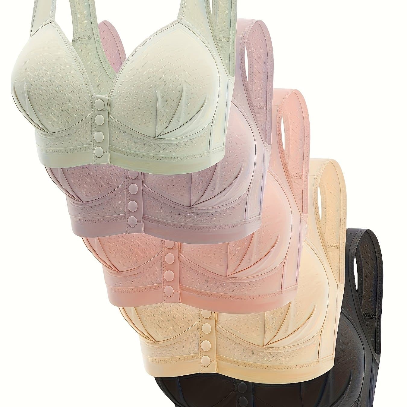 TEMU 5pcs Front Opening Wireless Tank Bra, Elegant And Comfortable Push Up Bra, Women's Underwear And Lingerie