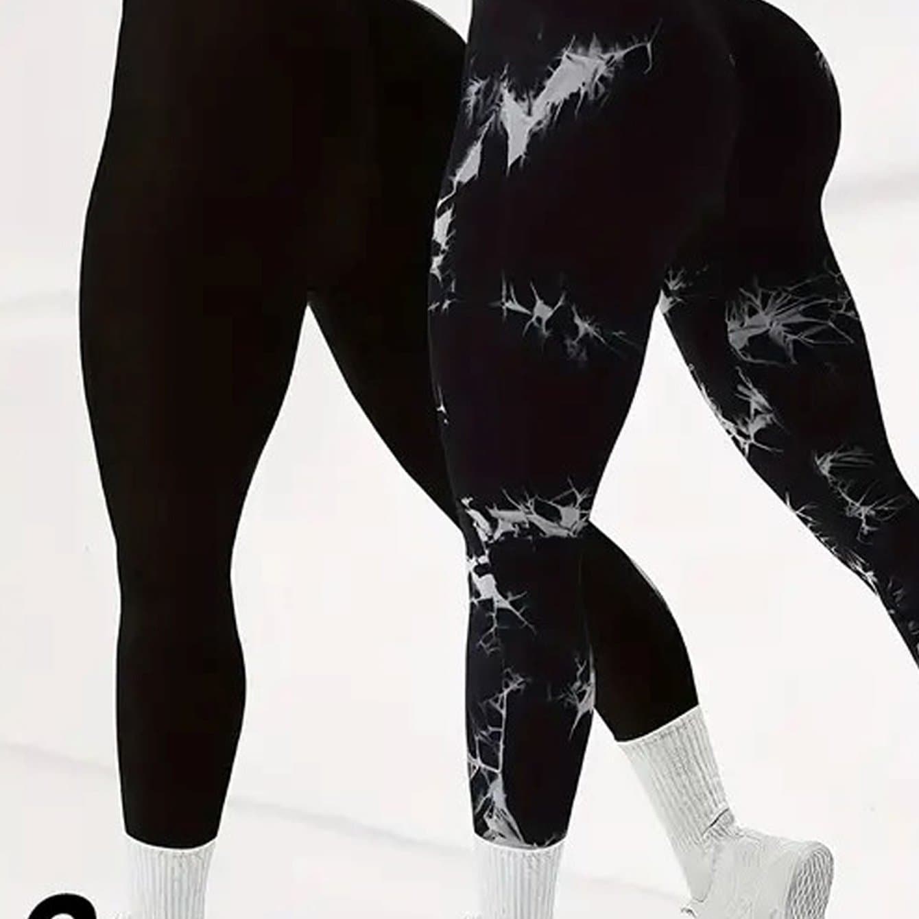 TEMU 2-pack Women's Yoga Pants, High-waisted With Irregular Tie-dye Design