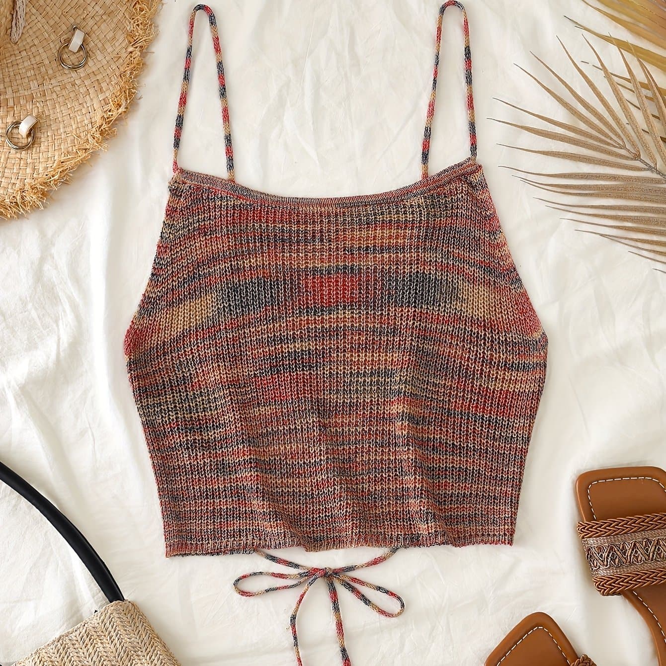 TEMU +dp012799+ And Summer Random Gradient Color Halter Sweater Cross Strap Vest