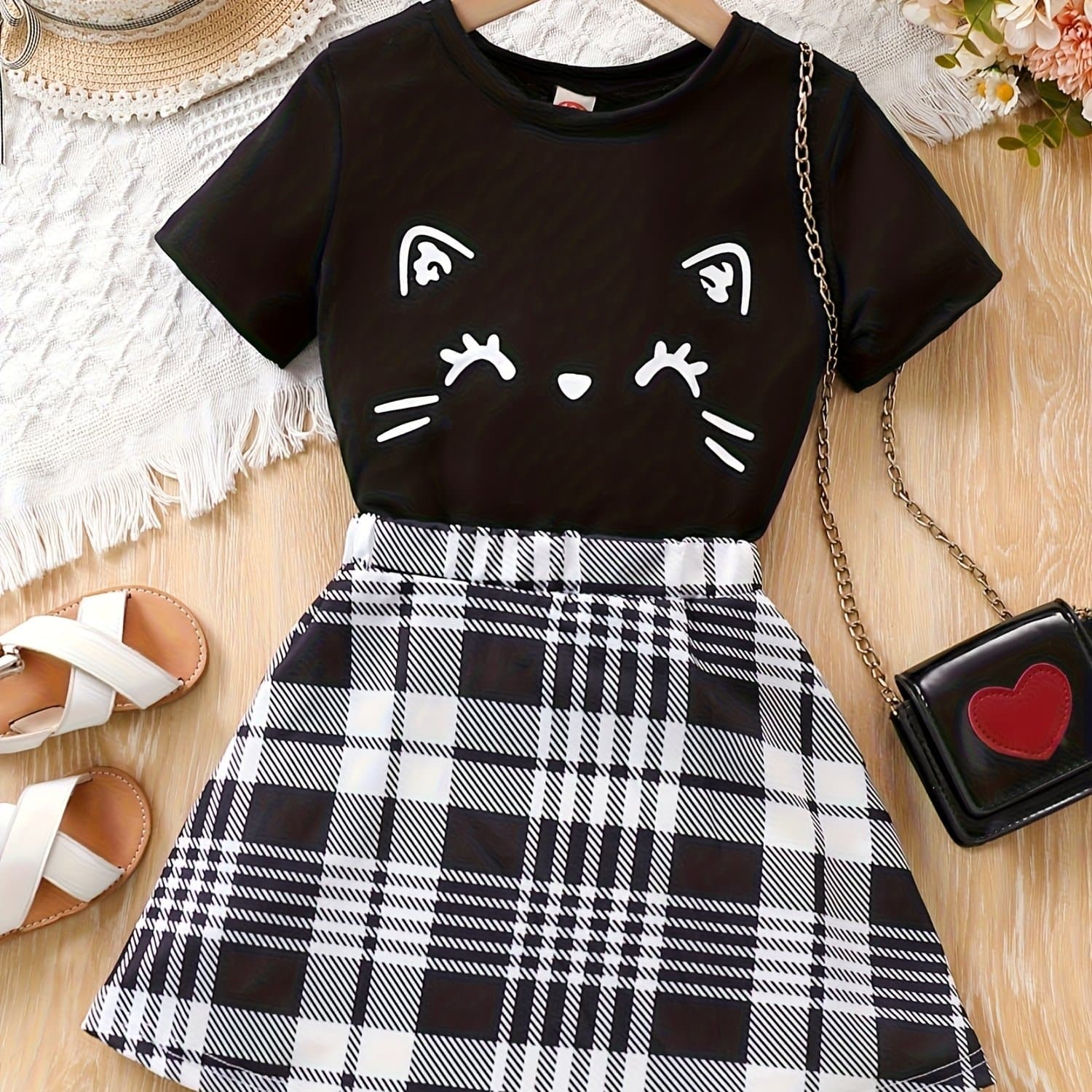 TEMU Girls' T-shirt 1pc Short-sleeved T-shirt, Summer Round-neck Print Top, Sporty Cute Fashion Clothing