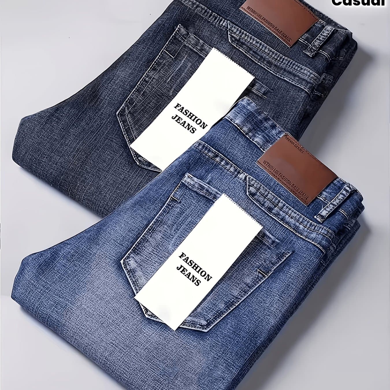 TEMU 2 Colors Men's Jeans | Classic, Comfortable Stretchy Straight-, Perfect For Casual Business, Everyday Leisure, And Travel