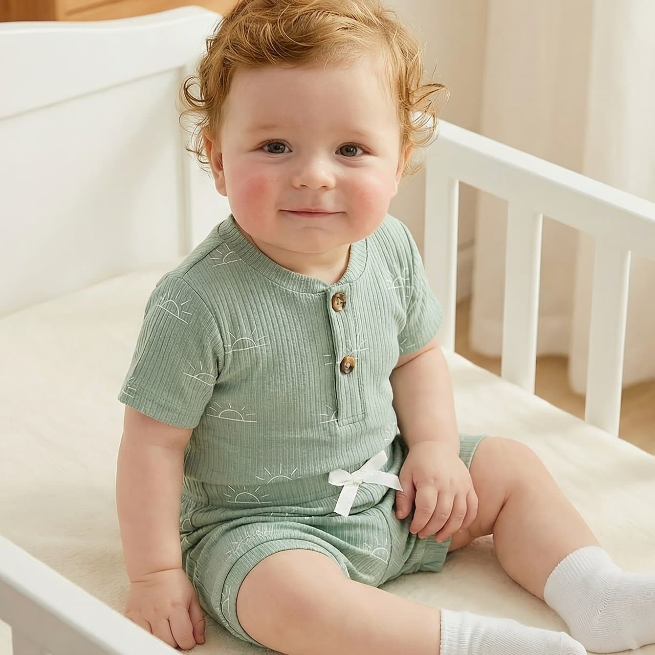 TEMU Newborn Baby Boy Cardigan Short-sleeve All- Top + All- Shorts, , Loose Fit, Suitable For And , Newborn Set For Spring And Summer, Perfect For Outdoor