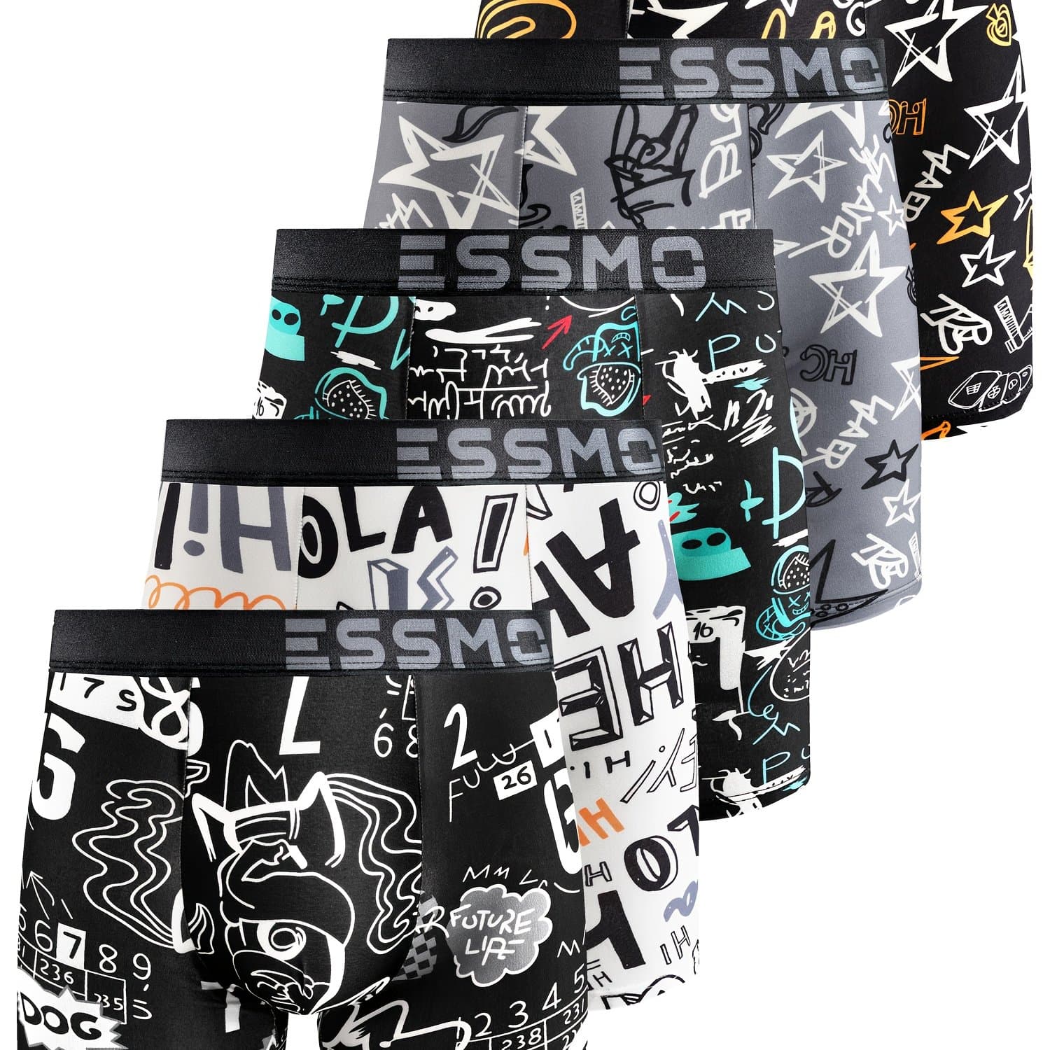 TEMU 5pcs Of Men's Long Boxer Briefs