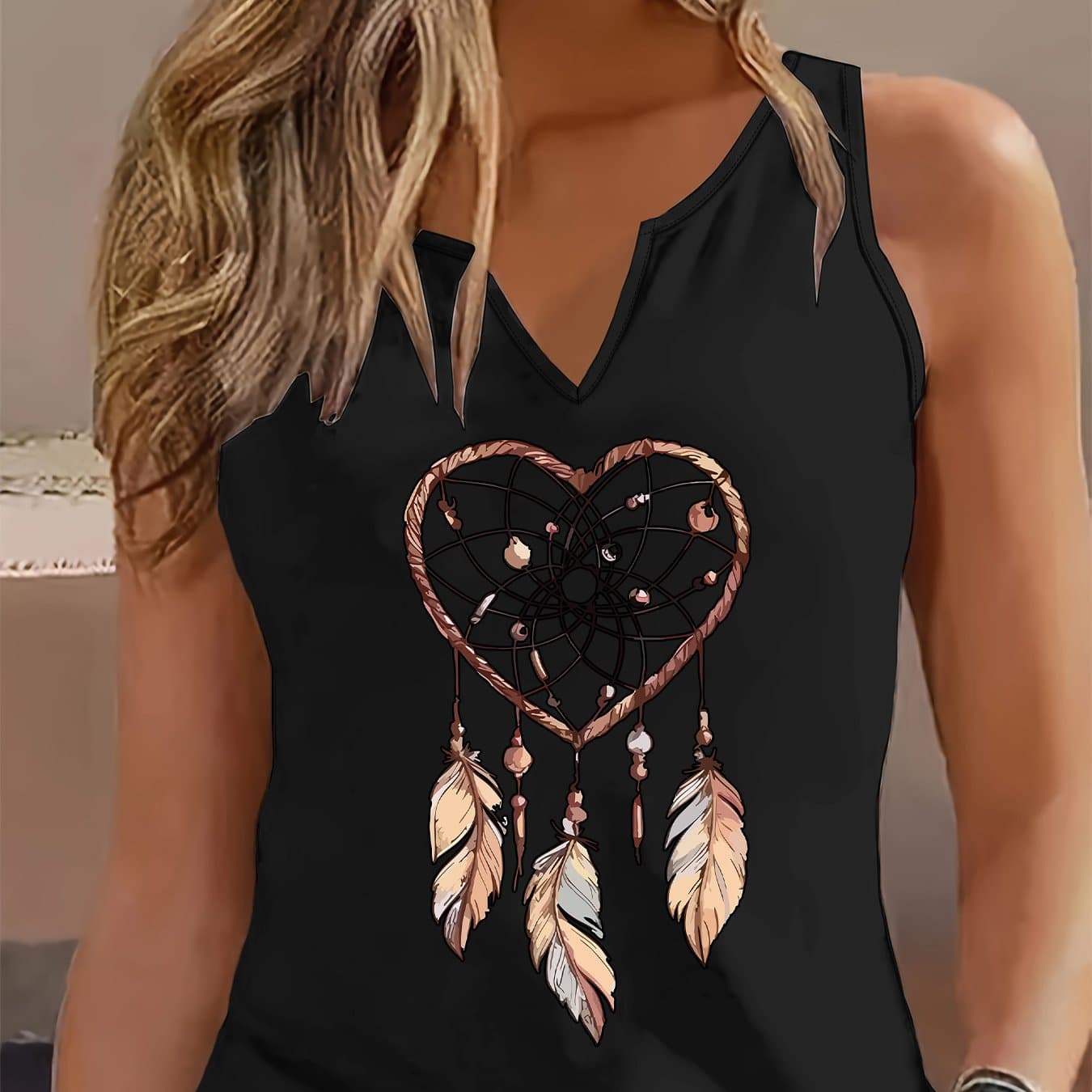 TEMU Graphic Print Tank Top, Sleeveless Casual Top For Summer And Spring, Women's Clothing thumbnail 3