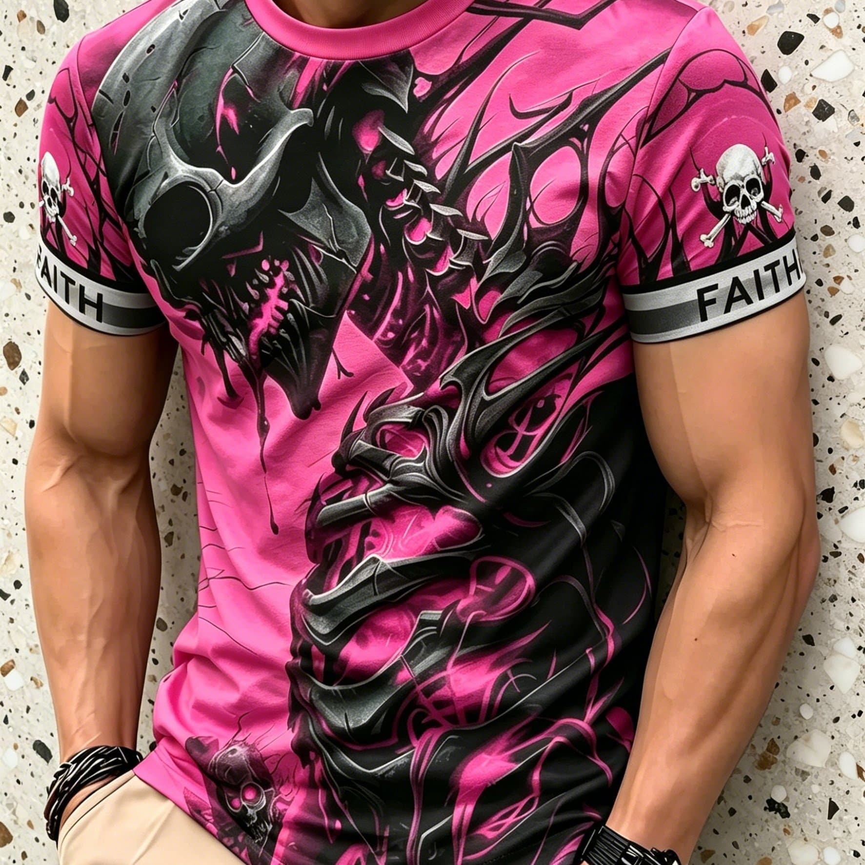 TEMU Men' Fashion T-shirt, Light Short Sleeve Top, Casual Trendy Neck Short Sleeve Tee, Creative 3d Print Design