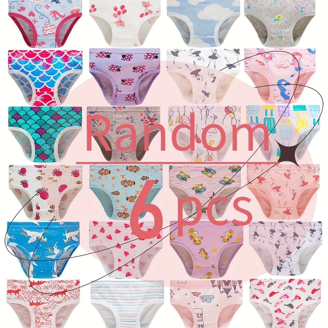 TEMU [random] Random 6pcs ' Cute Flower And Animal Print Briefs, Cartoon Pattern Panties, Soft And Comfy Underwear Set, For All Season Wearing