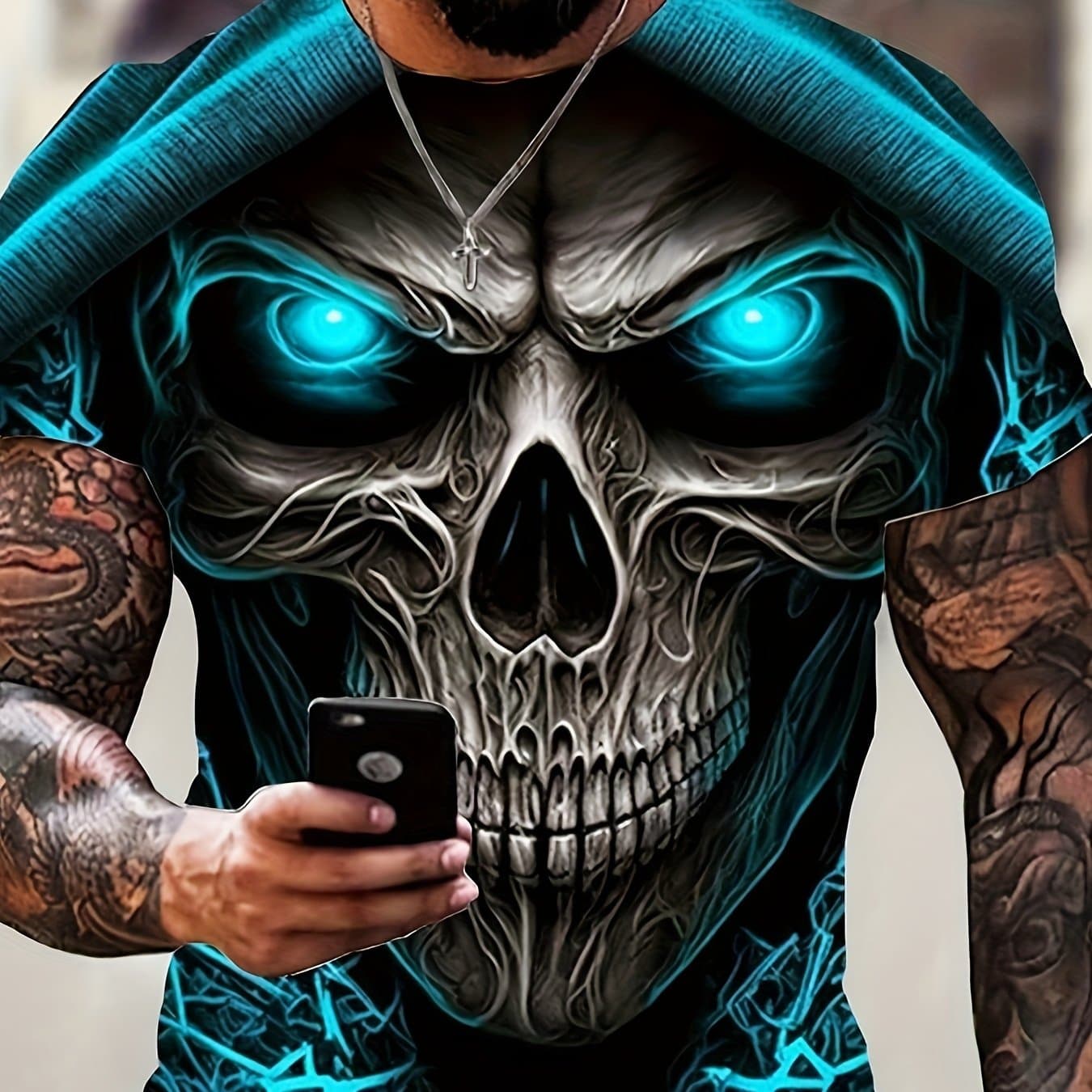 TEMU Men' T Shirts 3d Print Skull O-neck T Shirt Oversized T-shirt Short-sleeve Tee Sportswear Men's Clothing Top