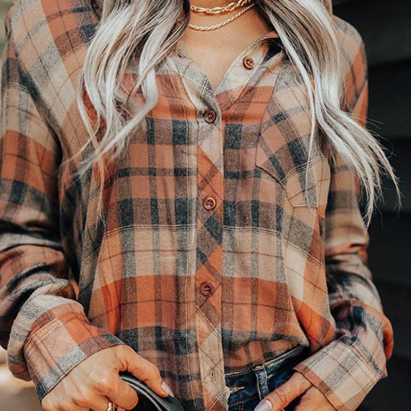 TEMU Printed Casual Long-sleeve Shirt