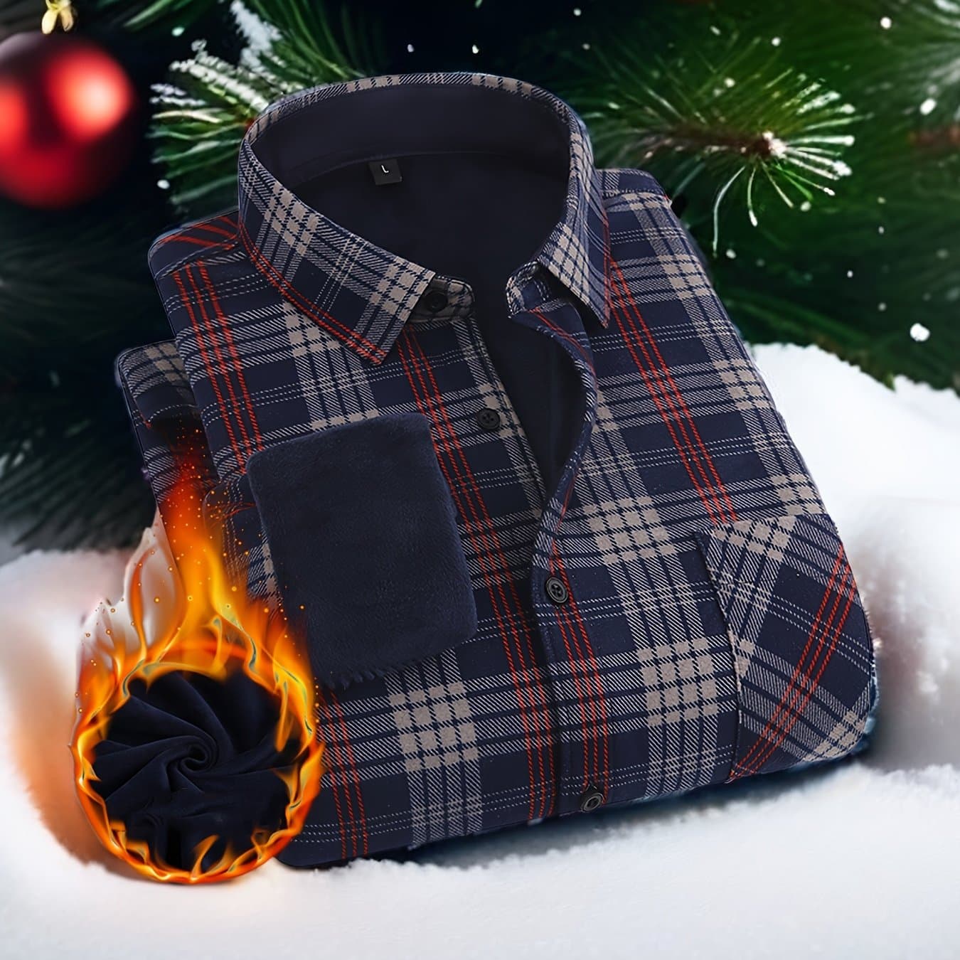 TEMU Fleece Padded Autumn Winter , Flannel Shirt, Pockets, Jacket, Short Plush , Home, Outdoor Cold-resistant, Warm Shirt, Holiday Gifts