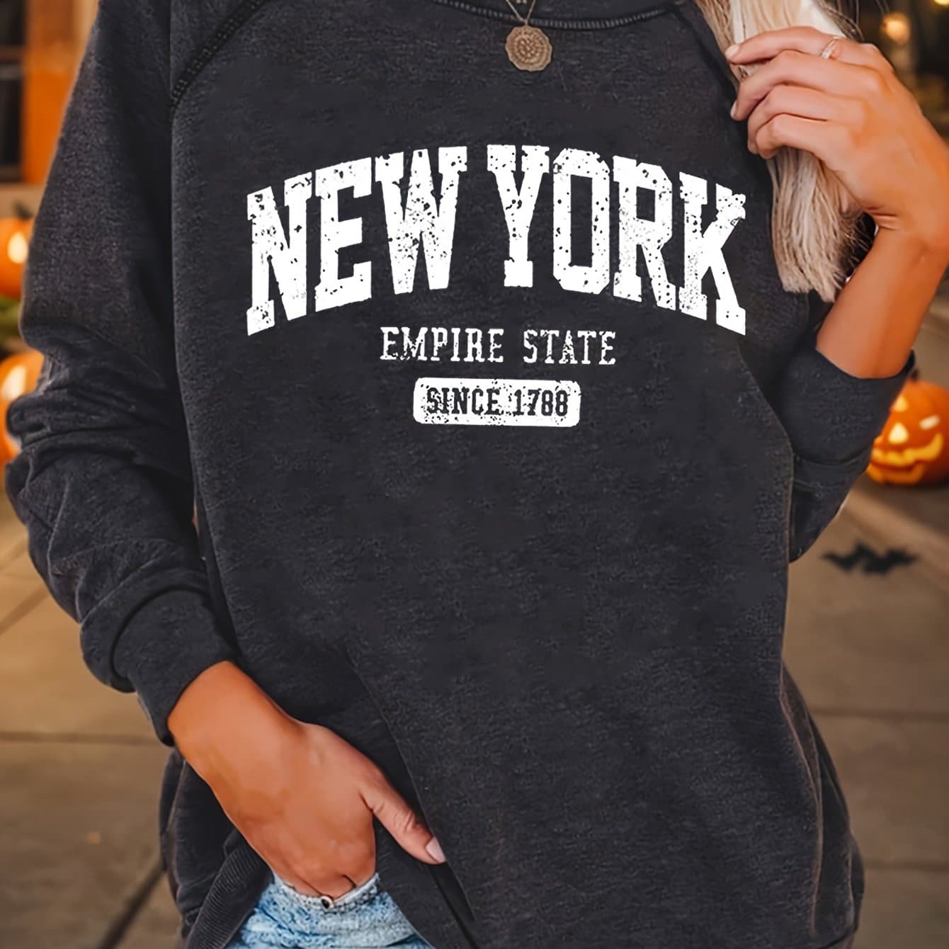 TEMU Letter Print Sweatshirt, Crew Neck Casual Sweatshirt For Fall And Spring, Women's Clothing